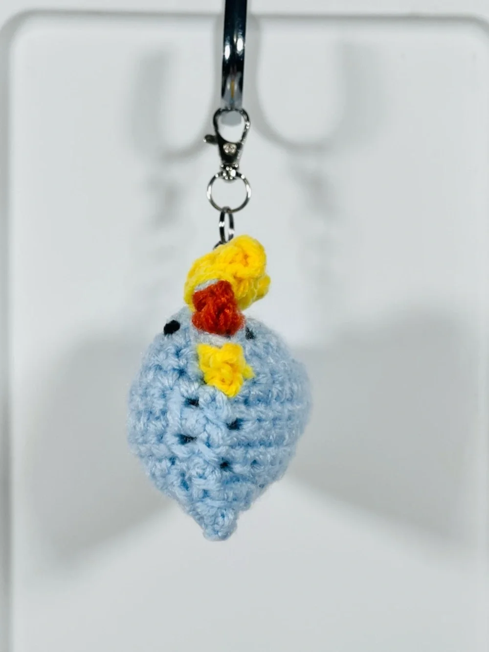 Light Blue Crochet Chicken Keychain Bag Charm - Picture 3 of 5